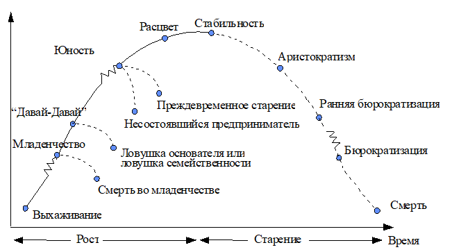 кривая жизненного цикла организации по и.адизесу