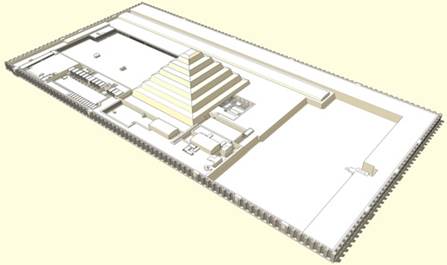 реконструкция погребального комплекса. пирамида фараона джосера. саккара