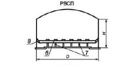 схема стального вертикального резервуара со стационарной крышей с понтоном (рвсп); 6 - понтон; 7 - опорные стойки; 8 - уплотняющий затвор