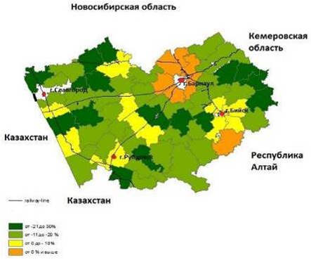 динамика численности сельского населения в районах края 2014 к 2002 году