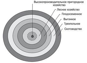 графическая схема размещения сельского хозяйства по и. тюнену