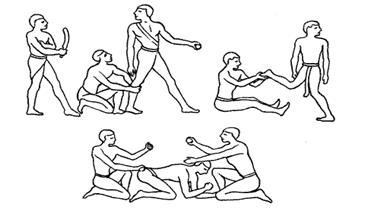 изображение приемов массажа на египетском папирусе