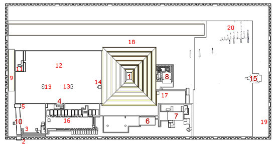 план комплекса пирамиды джосера