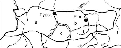картосхема геоморфологічного районування волинської височини (за п.м. цисем, 1962)