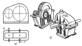 одноступенчатый горизонтальный редуктор с цилиндрическими зубчатыми колесами