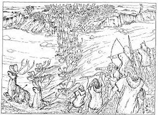 полювання на північних оленів на річковій переправі в поліссі 10 тис. років тому (реконструкція л. л. залізняка та п. в. корнієнка)