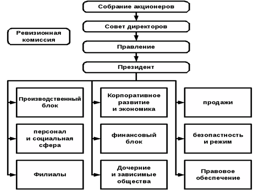 структура управления предприятием оао 