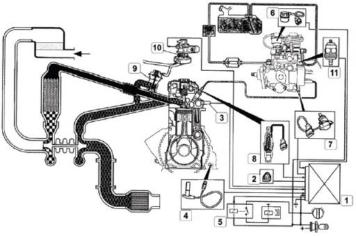 рабочая схема системы управления двигателем автомобиля форд 2,5 л тсi