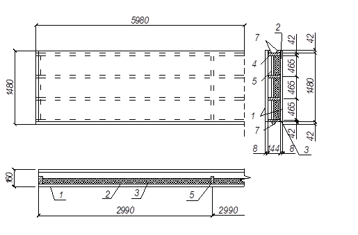 а)схема клеефанерной плиты б)схема стыка фанерных листов