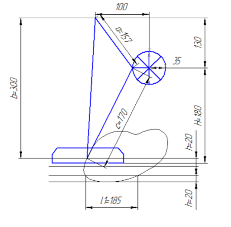расчетная схема графического определения длины хода шагающего экскаватора