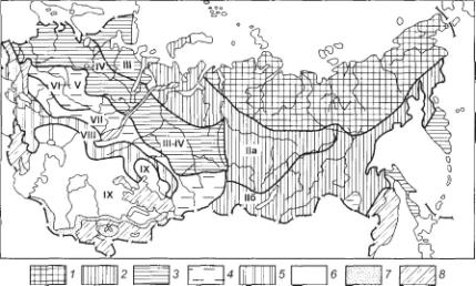 схема зональности грунтовых вол территории бывшего ссср (по o.k. ланге)