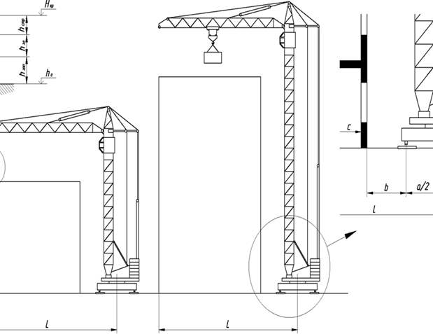 схема для определения параметров башенных кранов