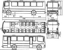 планировка салона и общий вид автобуса местного сообщения (сармат-4225)
