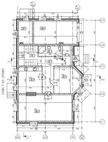 план 1-го этажа двухэтажного жилого дома (коттеджа)