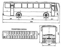 планировка салона и общий вид междугородного автобуса