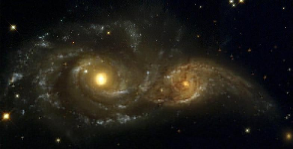 взаимодействие спиральных галактик ngc 2207 и ic 2163
