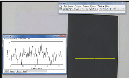 построение профиля в программе imagej (комбинация клавиш ctrl+k) (ширина пиксела 1 бит, что позволяет визуально оценивать уровень шума)