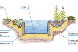 схема искусственного водоема со стенками от старого бассейна