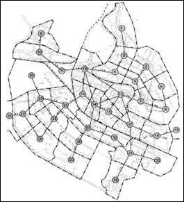 граф транспортных связей микрорайонов города