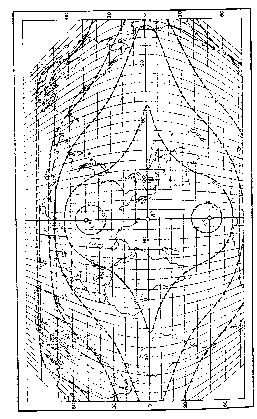 картографическая сетка в одной из псевдоцилиндрических проекций (с изоколами углов)