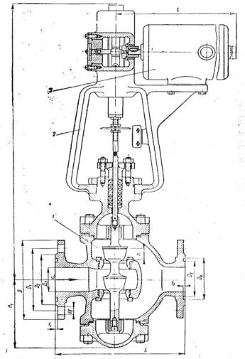 регулюючий клапан на ру 16 з двигуно-виконавчим механізмом