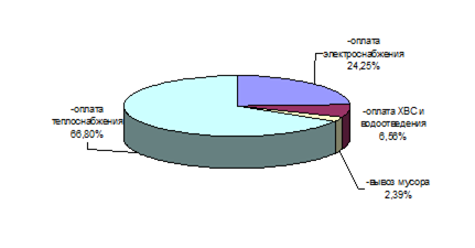 структура расходов на оплату коммунальных услуг в 2014 году, %