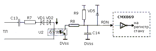 принципова схема ланцюга детектора дзвінка