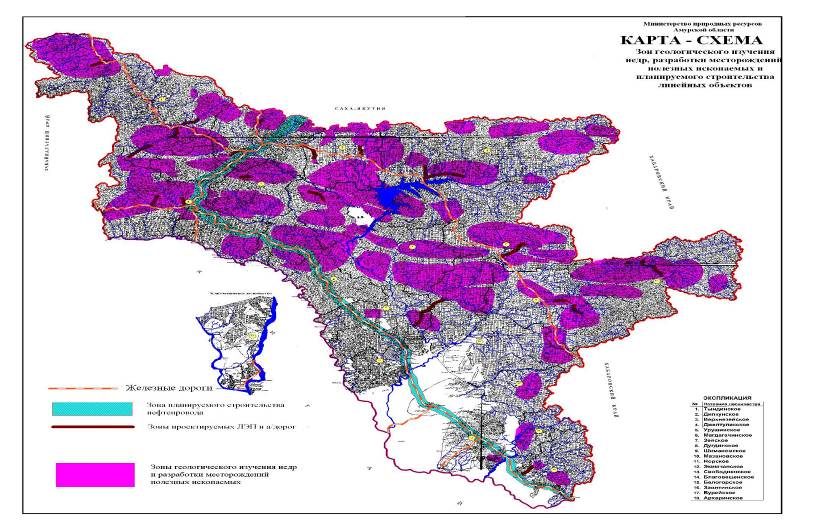 зоны разработки месторождений, геологического изучения и строительства линейных объектов (источник - лесной план...2008)