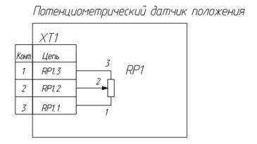 схема подключения потенциометрического датчика положения (х5 в условном обозначении привода равно 