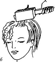 використання щипців-гофре для вирівнювання (а) та гофрування (б) волосся