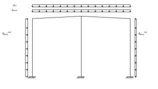 розрахункова схема двохшарнірної рами із клеєними стійками